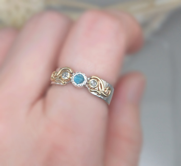 御伽噺の指環～Aquamarine＆Topaz Ring《送料無料》/SV950 6枚目の画像