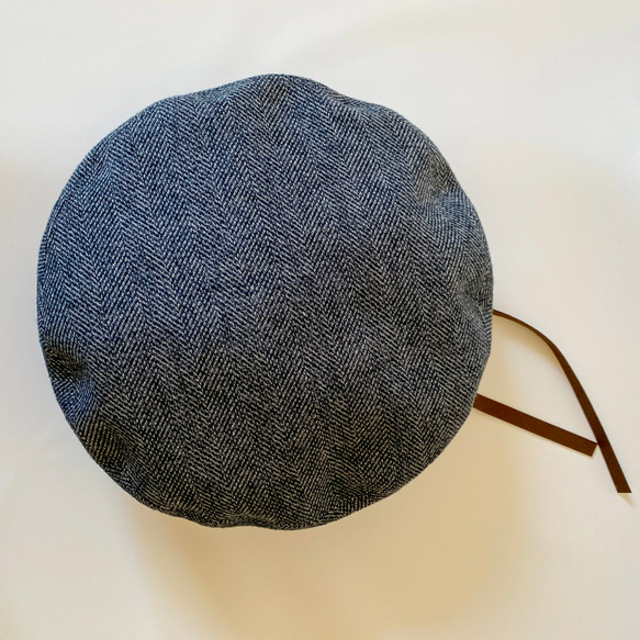 上質コットンツイード素材✳︎木馬リボンのベレー帽✳︎【選べるサイズ受注製作】 8枚目の画像