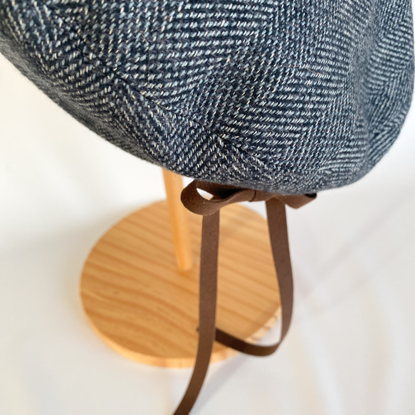 上質コットンツイード素材✳︎木馬リボンのベレー帽✳︎【選べるサイズ受注製作】 4枚目の画像