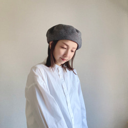 上質コットンツイード素材✳︎木馬リボンのベレー帽✳︎【選べるサイズ受注製作】 6枚目の画像