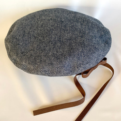 上質コットンツイード素材✳︎木馬リボンのベレー帽✳︎【選べるサイズ受注製作】 3枚目の画像