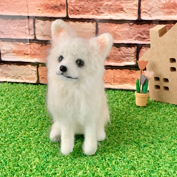 【受注制作】羊毛フェルトのおすわりロングコートチワワ　犬のぬいぐるみ　　　 3枚目の画像