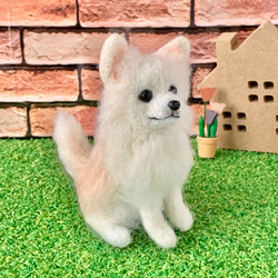 【受注制作】羊毛フェルトのおすわりロングコートチワワ　犬のぬいぐるみ　　　 4枚目の画像