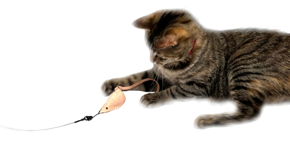 ばねじゃらし用 交換おもちゃ 本革ネズミ 5枚目の画像