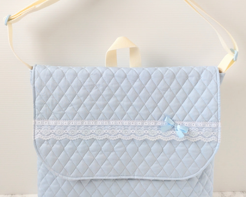 図書袋☆絵本袋☆水色キルト レッスンバッグ hidamari♡Kid's Smile