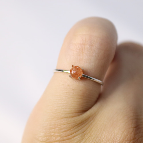 S925製 18KGP サンストーン 4mm 丸 天然石 指輪 指輪・リング Shain