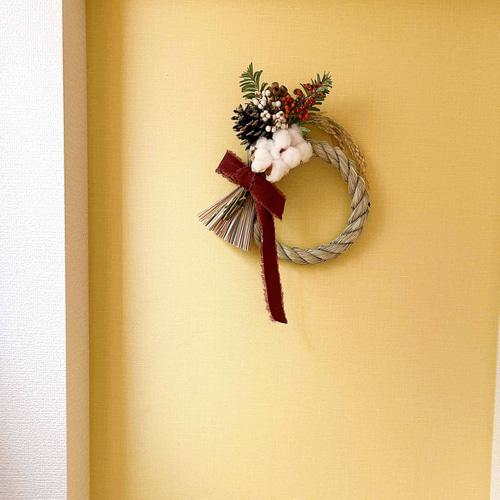 ドライフラワーの正月リース｜ しめ縄リース→スワッグ2wayで長く飾れ