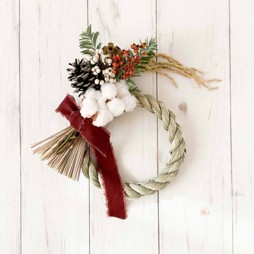 ドライフラワーの正月リース｜ しめ縄リース→スワッグ2wayで長く飾れ