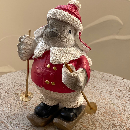 サンタクローズ・クリスマス   ヴィンテージ置物 玄関 welcome 》Xmas ノエル スキーバード サンタクロース