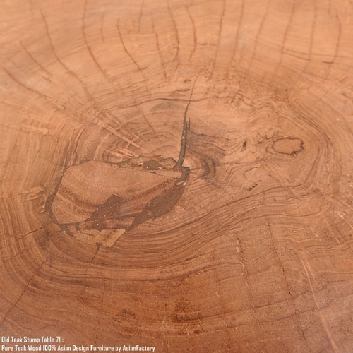 希少 オールドチーク一枚板 切り株テーブル 71cm 極厚無垢材 ロー