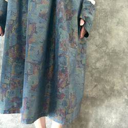 着物リメイクギャザーワンピース & スヌード〜四季で心地良い涼しい上質大島紬素材〜kimono remake よかきもの 3枚目の画像