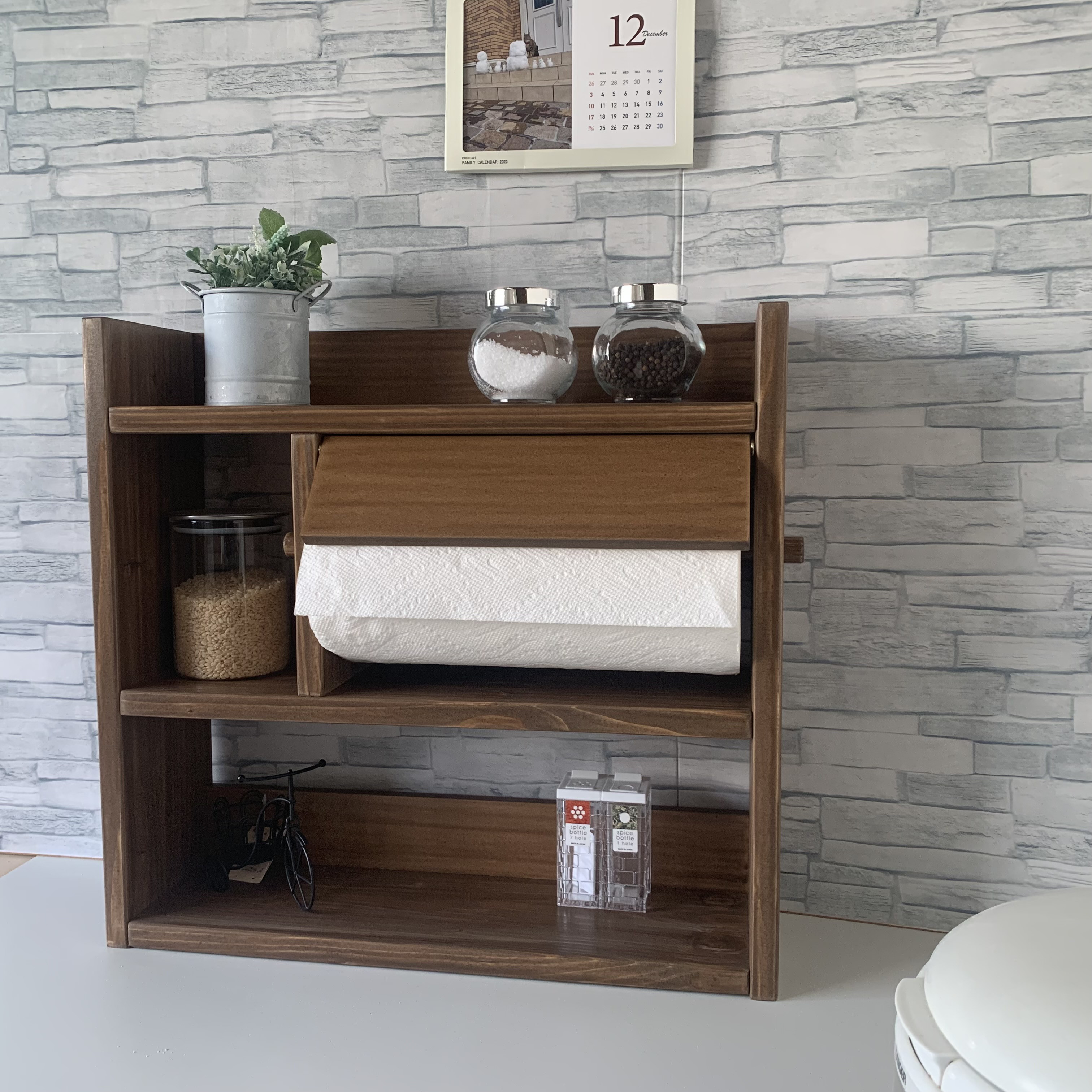 キッチンをおしゃれに　コストコキッチンペーパー対応3段スパイスラック　大容量