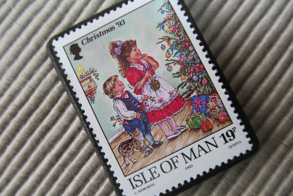 マン島　クリスマス切手ブローチ9148 2枚目の画像