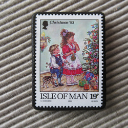 マン島　クリスマス切手ブローチ9148 1枚目の画像