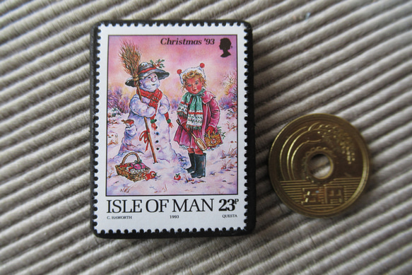 マン島　クリスマス切手ブローチ9149 3枚目の画像