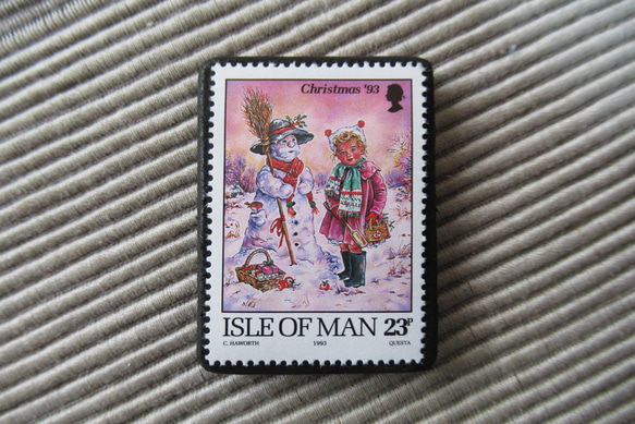 マン島　クリスマス切手ブローチ9149 1枚目の画像