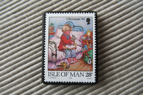 マン島　クリスマス切手ブローチ9150 1枚目の画像