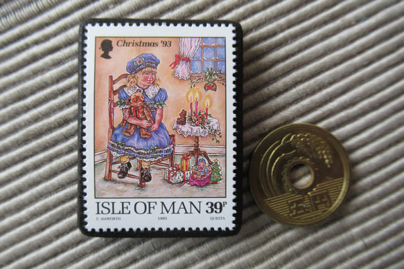 マン島　クリスマス切手ブローチ9151 3枚目の画像