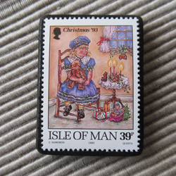 マン島　クリスマス切手ブローチ9151 1枚目の画像