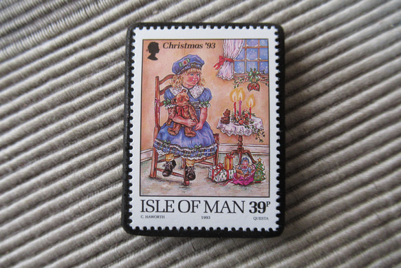 マン島　クリスマス切手ブローチ9151 1枚目の画像
