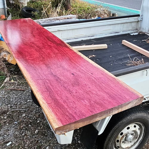 一枚板 パープルハート カウンター 上杢 最高級 特大 机・デスク  