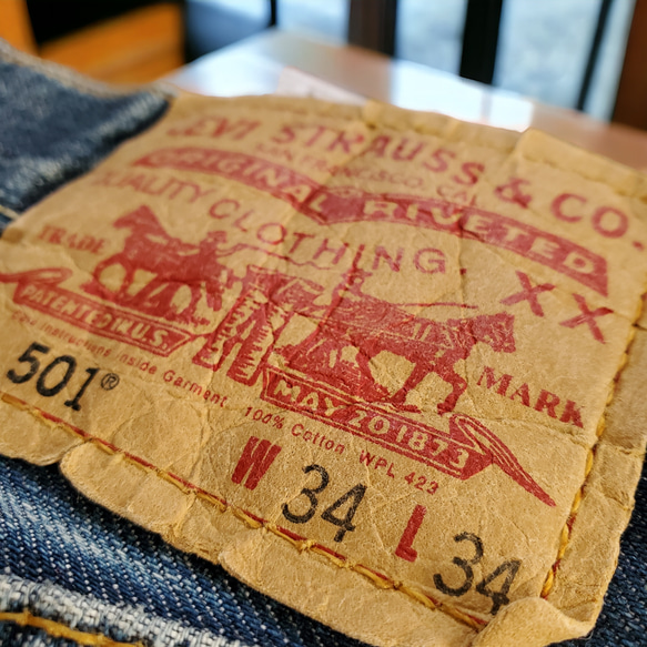 刺し子パッチワークデニムパンツ EURO Levi's501 W34 10枚目の画像