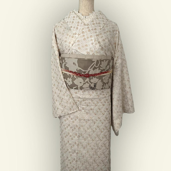 着物 単衣 デイジーの刺繍 エクリュ コットン きもの コットンレース 木綿 3枚目の画像