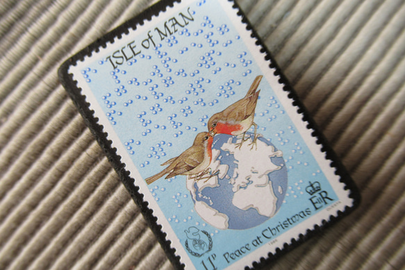マン島　クリスマス切手ブローチ9156 2枚目の画像
