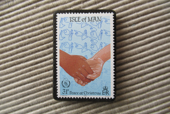マン島　クリスマス切手ブローチ9157 1枚目の画像
