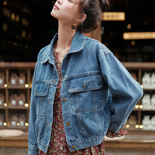 秋 ヴィンテージ アメカジ ベーシック ゆったり デニムジャケット