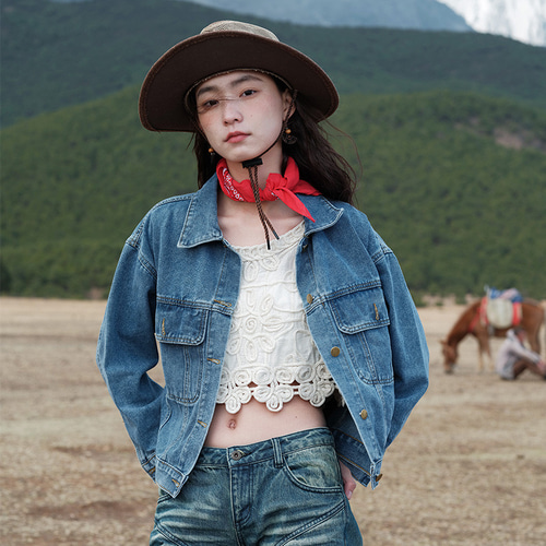 秋 ヴィンテージ アメカジ ベーシック ゆったり デニムジャケット