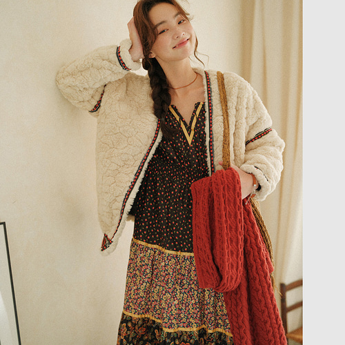 冬 エスニックスタイル 森ガール パッチワーク 暖かい ウールコート