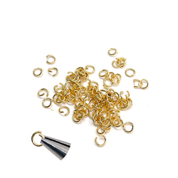 ess71【約30個】線径約0.5mm 外径約3.0mm 内径約2.5mm 丸カン ゴールド サージカルステンレス 4枚目の画像