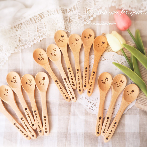♡結婚式席札・プチギフトに♡お名前入りナチュラルスプーン♥卒園記念