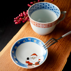 クリスマス豆皿2枚組セットB（サンタ＆ツリー）各約9.7cm 7枚目の画像