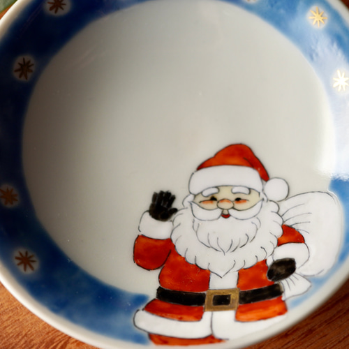 クリスマス豆皿2枚組セットB（サンタ＆ツリー）各約9.7cm 薬味皿・豆皿