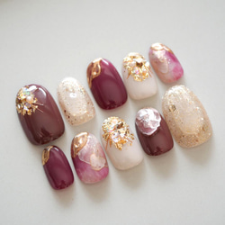 キャラメルブラウンニュアンスネイル◇ネイルチップ【casual-No.75