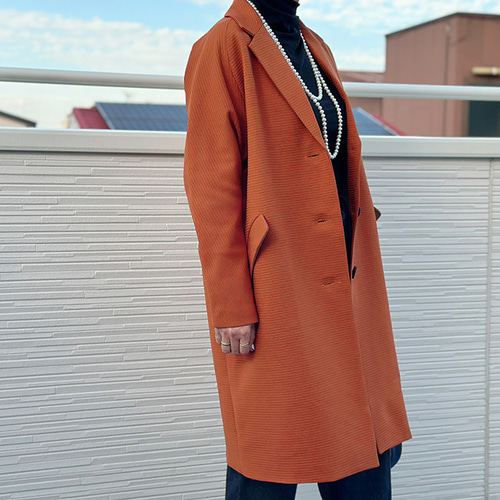 ラスト1点】ラグランスリープチェスターコート（オレンジ）23031ORF