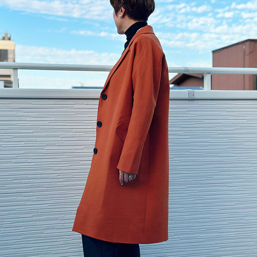 ラスト1点】ラグランスリープチェスターコート（オレンジ）23031ORF