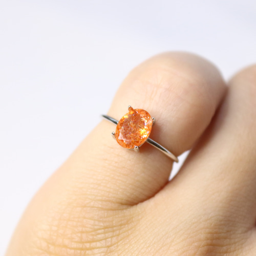 S925製 18KGP サンストーン 8×6mm 天然石 指輪 指輪・リング Shain