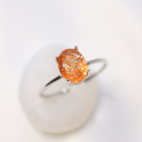 S925製 18KGP サンストーン 8×6mm 天然石 指輪 指輪・リング Shain