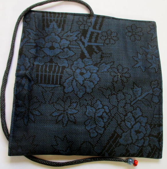 ７５１４　藍大島紬の着物で作った和風財布・ポーチ＃送料無料 10枚目の画像