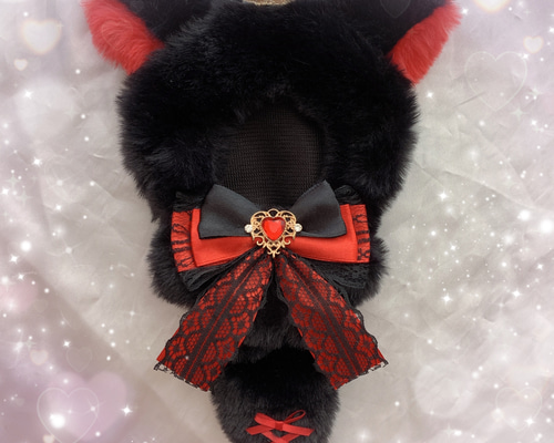 Black Red Wolfฅ^˶•̀д•́˶^ฅ ぬい服‪‪❤︎‬ ぬいぐるみ Fu - taro‬