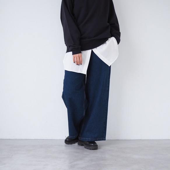 ワイドデニムパンツ ネイビー 11枚目の画像