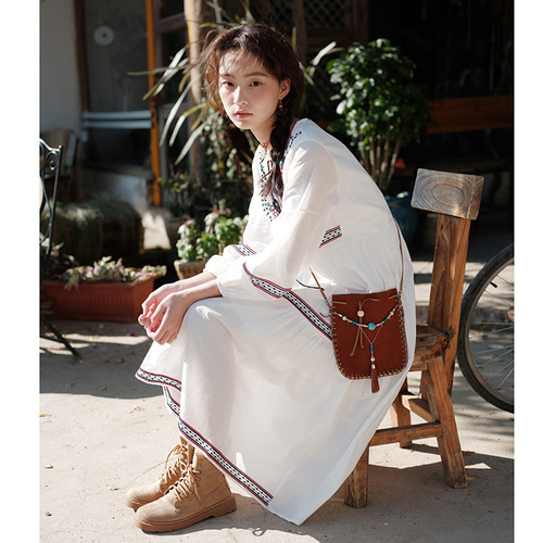 春夏 リゾートスタイル 民族風刺繍 タッセル 日焼け止めウェア 旅行