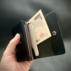 三つ折り財布/ブラック【イタリアンレザー】レディース/メンズ　送料無料 15枚目の画像