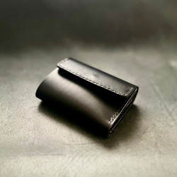 三つ折り財布/ブラック【イタリアンレザー】レディース/メンズ　送料無料 1枚目の画像