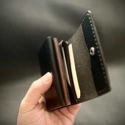 三つ折り財布/ブラック【イタリアンレザー】レディース/メンズ　送料無料 14枚目の画像