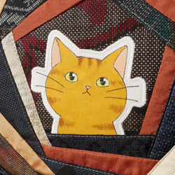 ショルダーバッグ　大島紬パッチ　猫付き 3枚目の画像