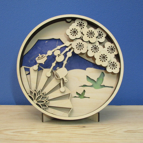 送料無料！ ☆ お正月飾り ☆ 富士山 梅 扇 ☆ 新年飾り ☆ 置物 ☆ 壁